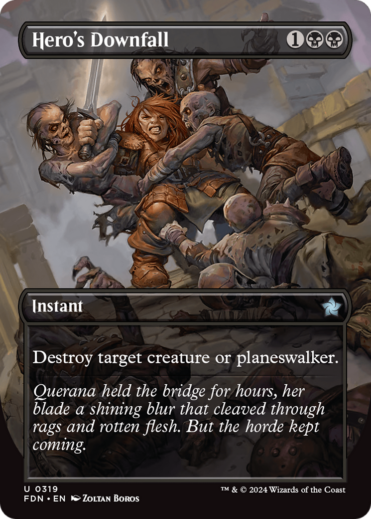 Hero's Downfall (FDN-319) - Foundations (Borderless) Foil