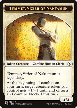 Temmet, Vizier of Naktamun // Zombie Double-Sided Token (AKH-12 // 20) - Amonkhet