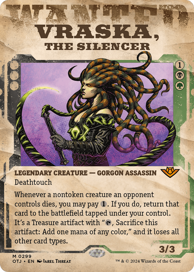 Vraska, the Silencer (Showcase) (OTJ-299) - Outlaws of Thunder Junction: (Showcase) (Borderless) Foil