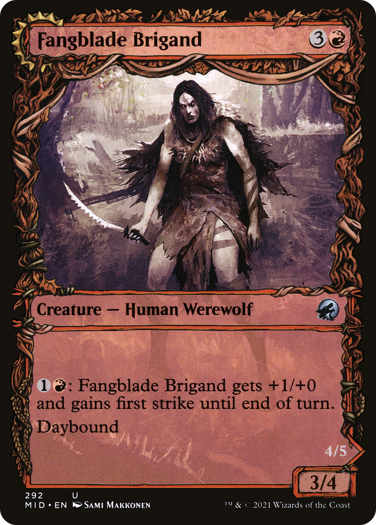 Fangblade Brigand (Showcase) (MID-292) - Innistrad: Midnight Hunt: (Showcase, Double Faced Transform) Foil