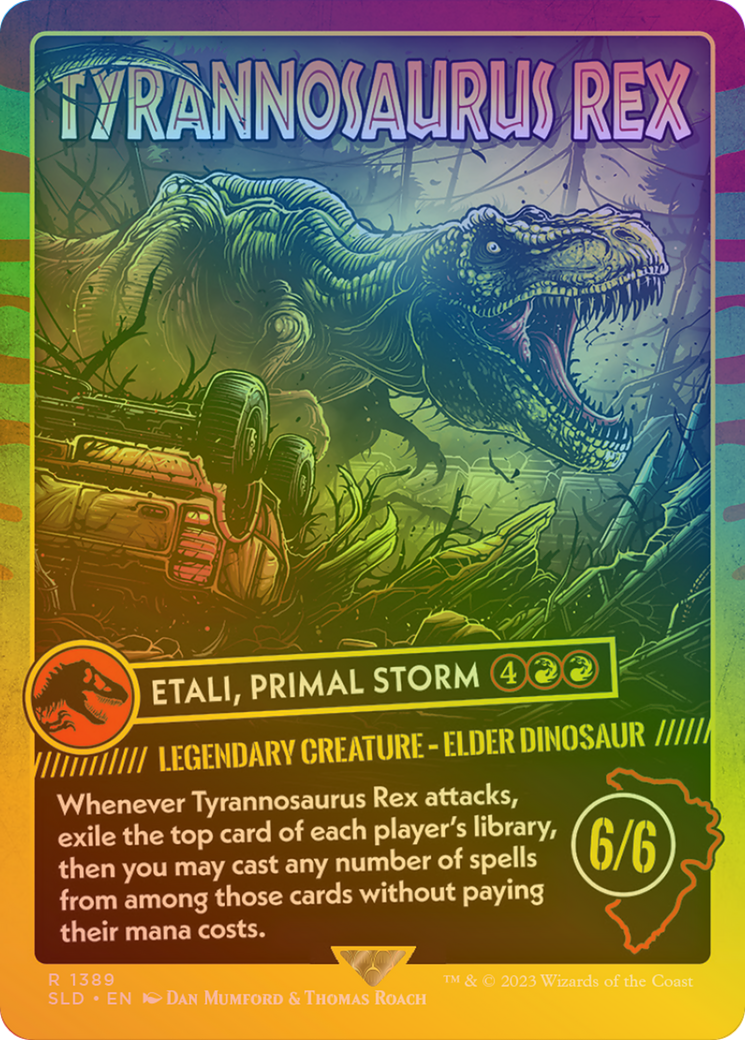 Tyrannosaurus Rex - Etali, Primal Storm (Rainbow Foil) (SLD-1389★) - Secret Lair Drop / Tyrannosaurus Rex (Borderless) Foil