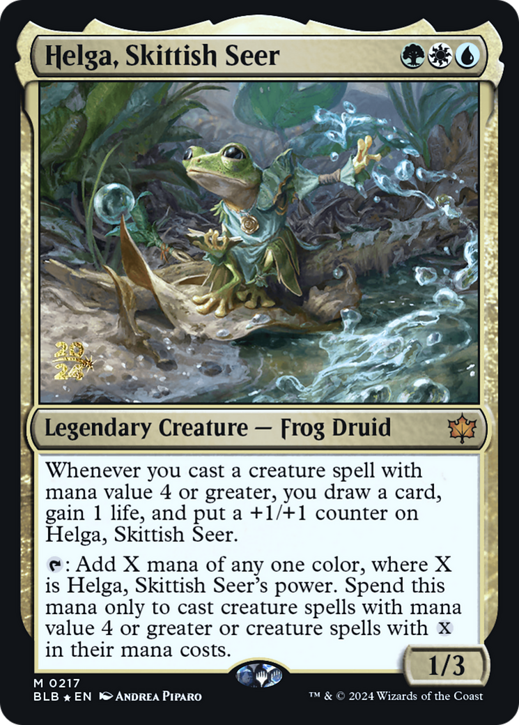 Helga, Skittish Seer (PRE-217S) - Bloomburrow Promos Foil