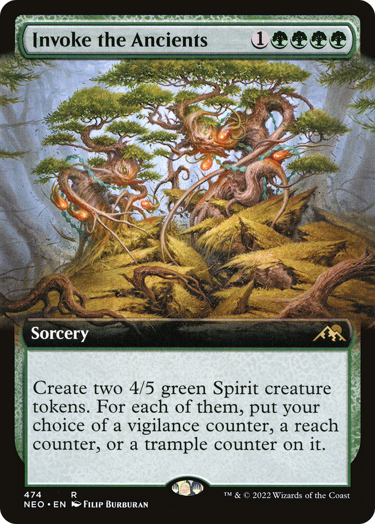 Invoke the Ancients (Extended Art) (NEO-474) - Kamigawa: Neon Dynasty: (Extended Art) Foil