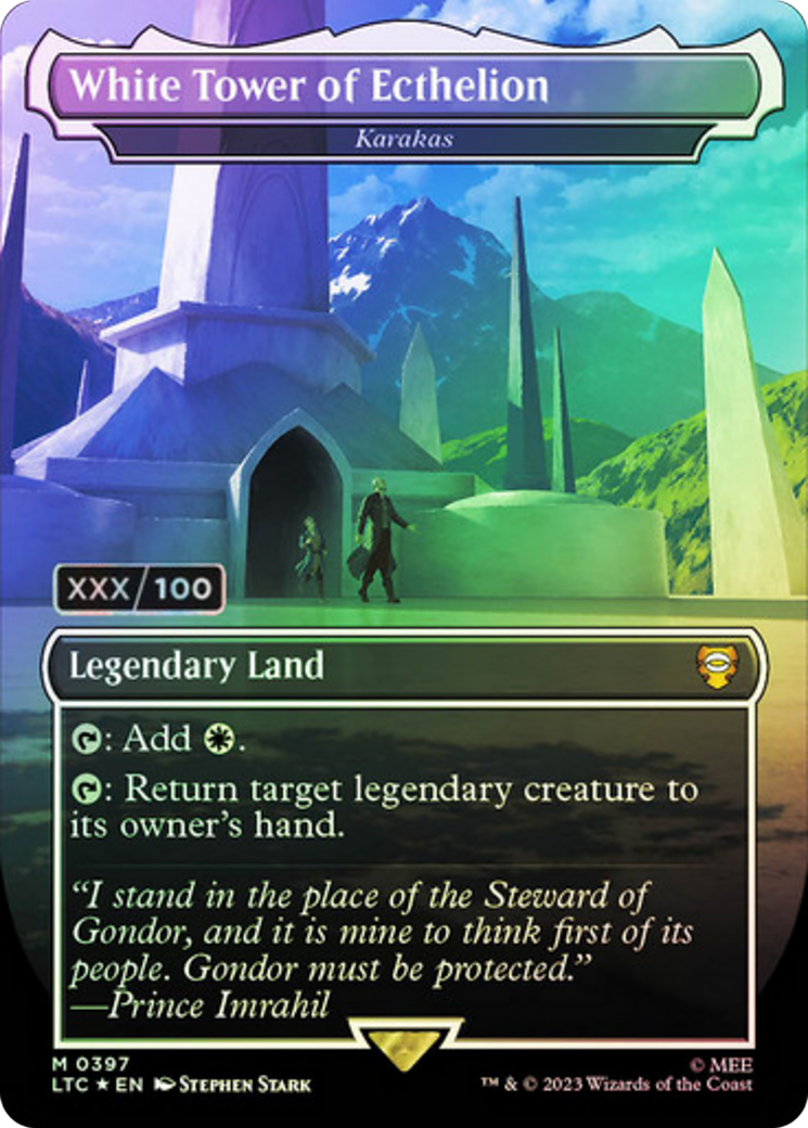 White Tower of Ecthelion - Karakas (Serial Numbered) (LTC-397Z) - Tales of Middle-earth Commander / White Tower of Ecthelion (Borderless) Foil