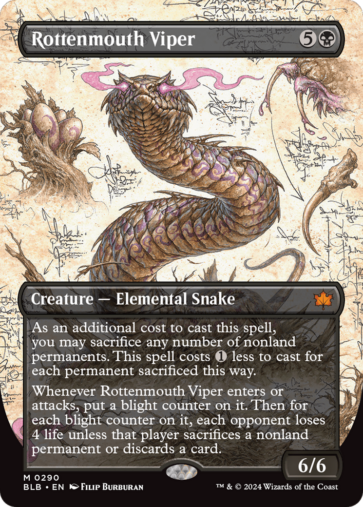 Rottenmouth Viper (BLB-290) - Bloomburrow: (Showcase) (Borderless) Foil