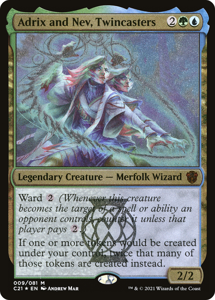 Adrix and Nev, Twincasters (Display Commander) - Thick Stock (C21-009) - Commander 2021 Display Commanders Foil