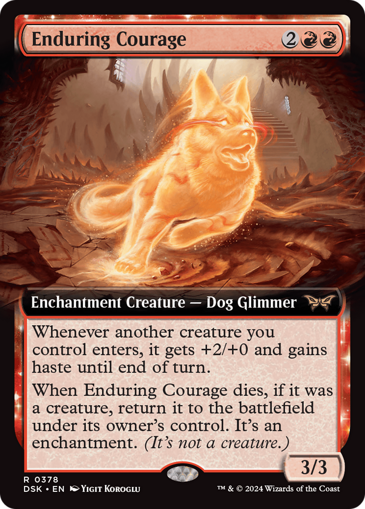 Enduring Courage (DSK-378) - Duskmourn: House of Horror: (Extended Art, enchantment) Foil