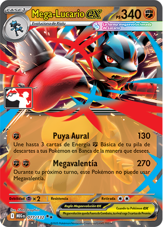 Mega Lucario ex 077/132  - Holofoil Prize Pack Series Cards - Double Rare