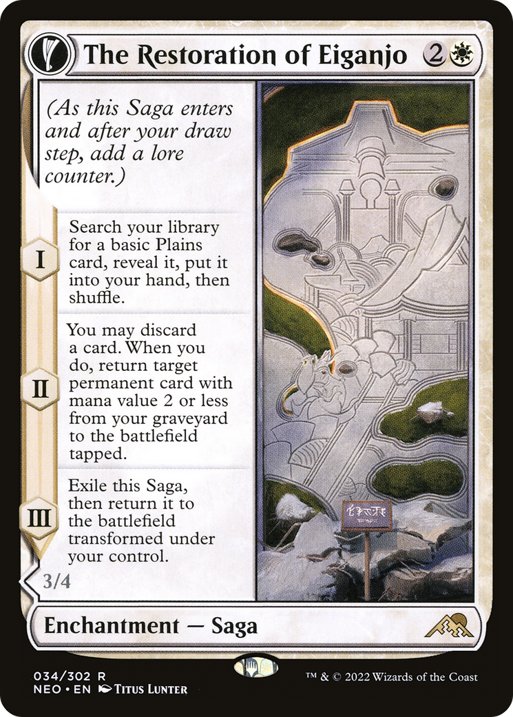 The Restoration of Eiganjo (NEO-034) - Kamigawa: Neon Dynasty: (fandfc, enchantment) Foil