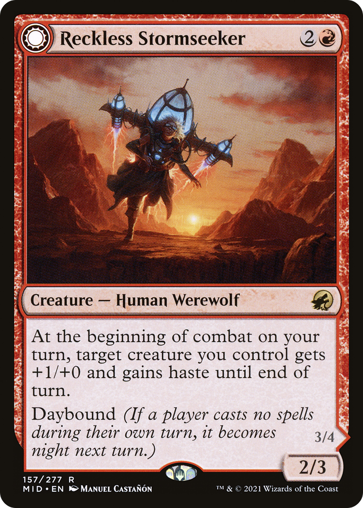 Reckless Stormseeker (MID-157) - Innistrad: Midnight Hunt: (Double Faced Transform) Foil