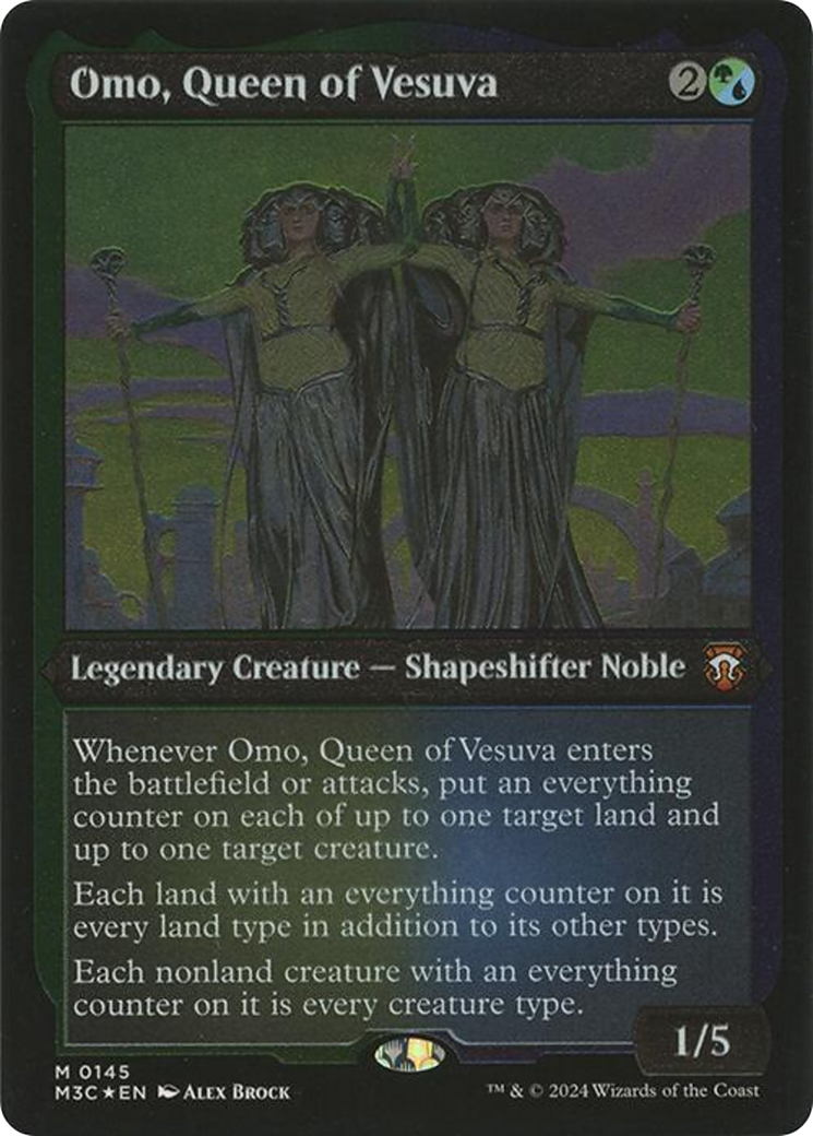 Omo, Queen of Vesuva (Display Commander) - Thick Stock (M3C-145) - Modern Horizons 3 Commander Etched Foil