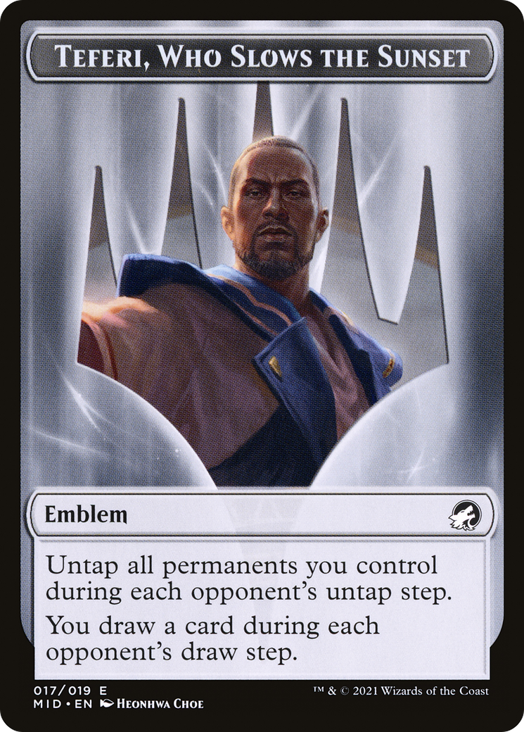 Teferi, Who Slows the Sunset Emblem (TMID-017) - Innistrad: Midnight Hunt Tokens