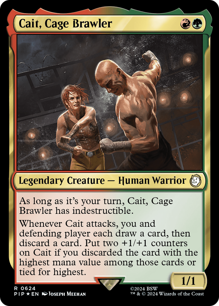 Cait, Cage Brawler (Surge Foil) (PIP-624) - Fallout Foil