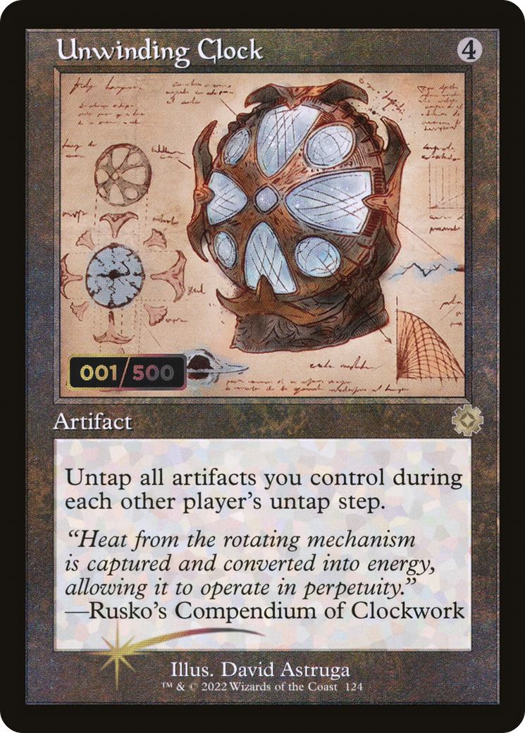 Unwinding Clock (Schematic) (Serial Numbered) (BRR-124Z) - The Brothers' War Retro Artifacts Foil