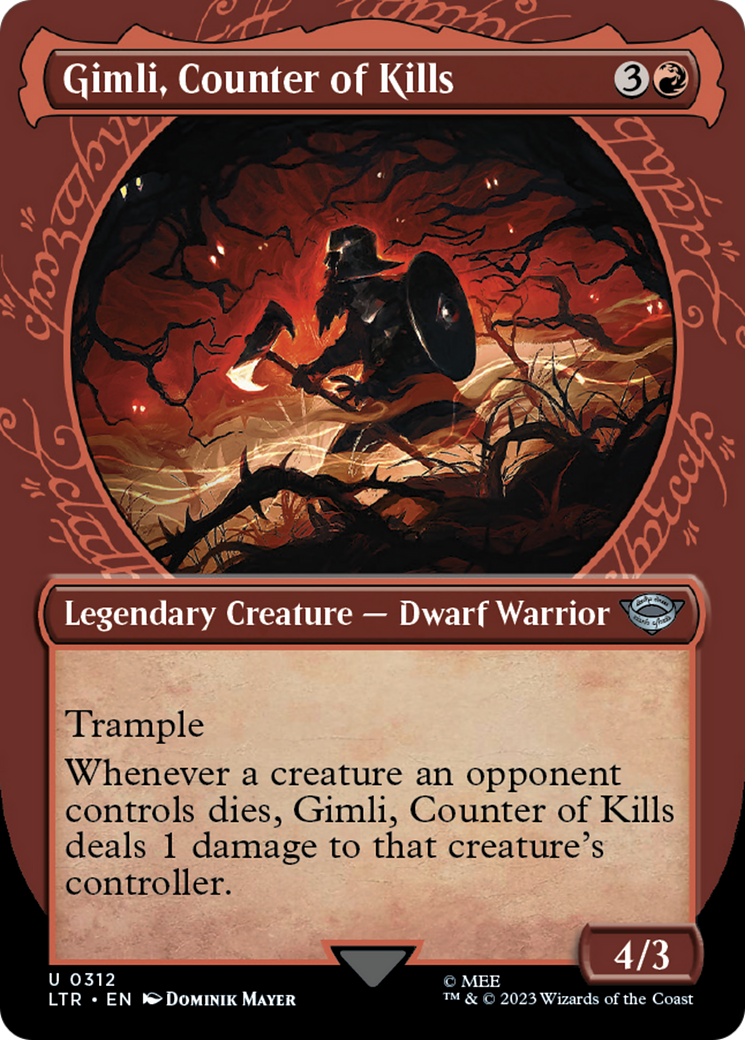 Gimli, Counter of Kills (Showcase) (LTR-312) - The Lord of the Rings: Tales of Middle-earth: (Showcase) (Borderless) Foil