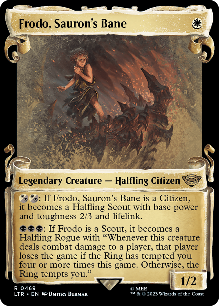 Frodo, Sauron's Bane (Showcase Scrolls) (LTR-469) - The Lord of the Rings: Tales of Middle-earth: (Showcase) Foil