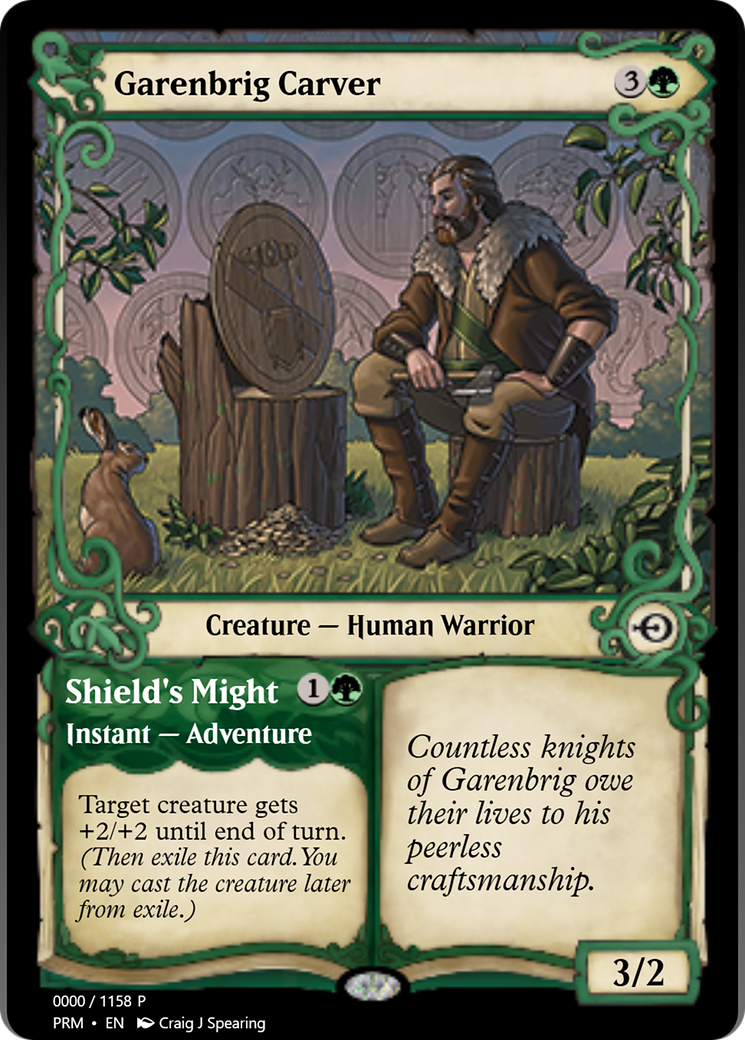 Garenbrig Carver // Shield's Might (PRM-78782) - Magic Online Promos