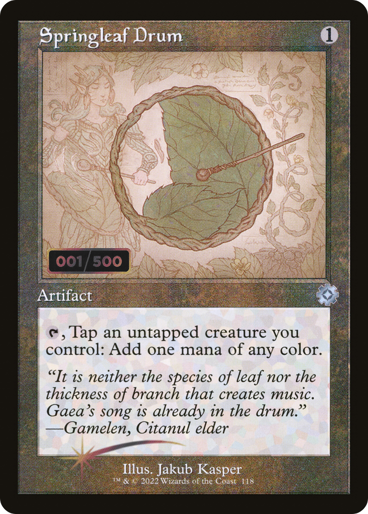 Springleaf Drum (Schematic) (Serial Numbered) (BRR-118Z) - The Brothers' War Retro Artifacts Foil