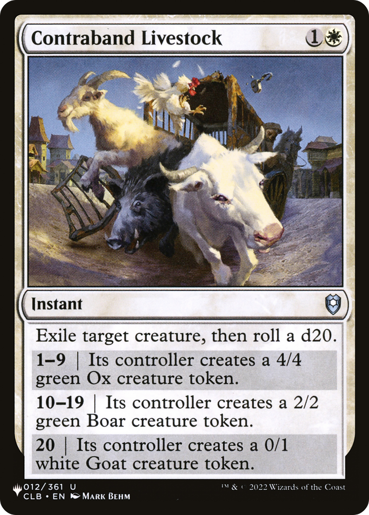Contraband Livestock (LIST-CLB-12) - The List