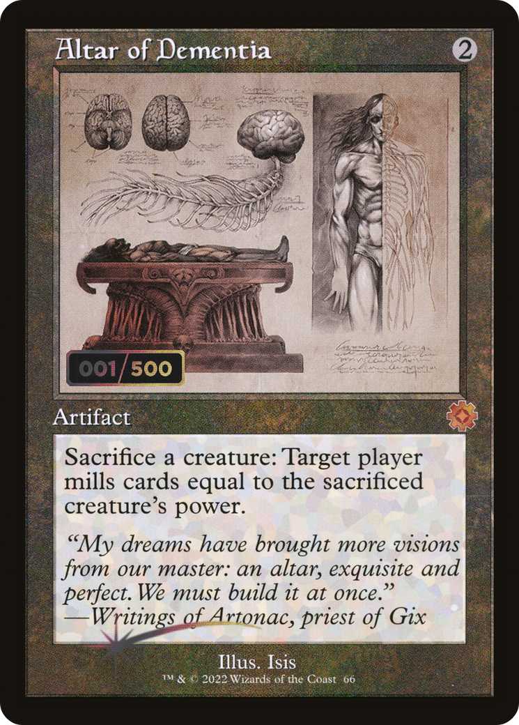 Altar of Dementia (Schematic) (Serial Numbered) (BRR-66Z) - The Brothers' War Retro Artifacts Foil