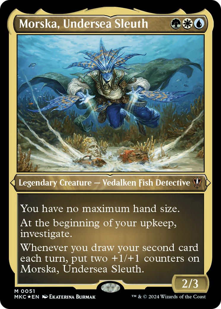 Morska, Undersea Sleuth (Display Commander) - Thick Stock (MKC-051) - Murders at Karlov Manor Commander Etched Foil