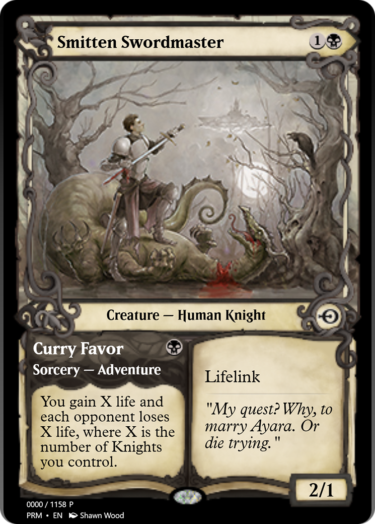 Smitten Swordmaster // Curry Favor (PRM-78766) - Magic Online Promos