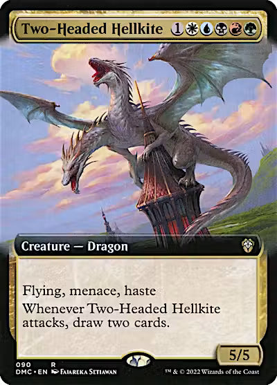 Two-Headed Hellkite (Extended Art) (DMC-090) - Dominaria United Commander: (Extended Art)