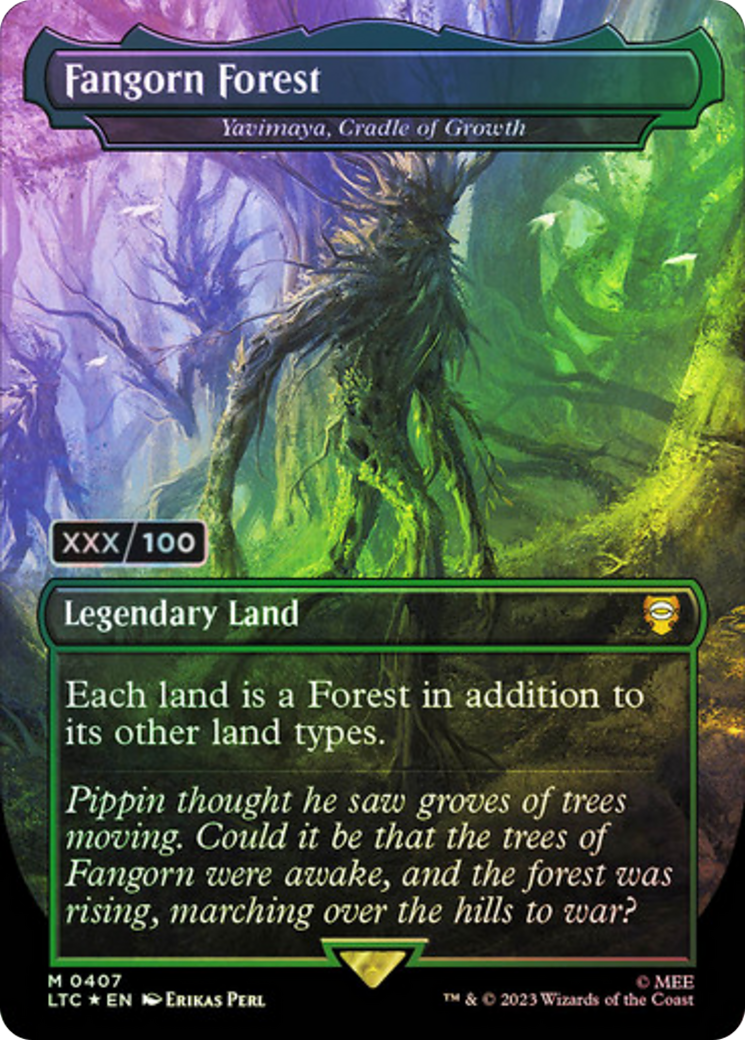 Fangorn Forest - Yavimaya, Cradle of Growth (Serial Numbered) (LTC-407Z) - Tales of Middle-earth Commander / Fangorn Forest (Borderless) Foil