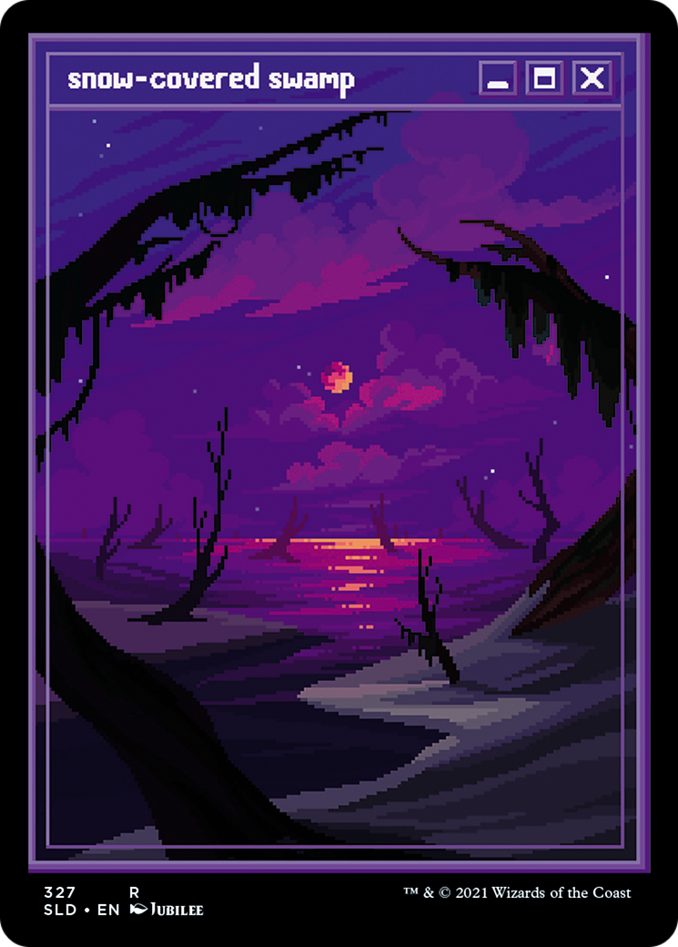 Snow-Covered Swamp (PixelSnowLands.jpg) (SLD-327) - Secret Lair Drop Etched Foil