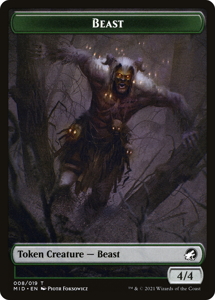 Beast (TMID-008) - Innistrad: Midnight Hunt Tokens