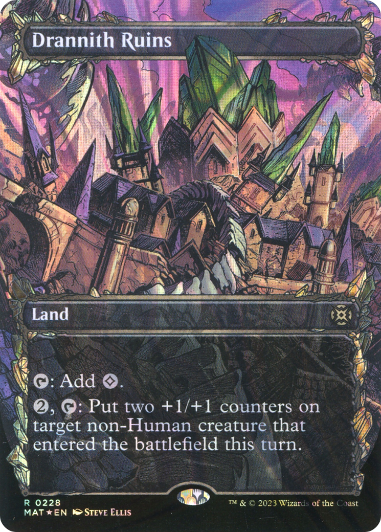 Drannith Ruins (Halo Foil) (MAT-228) - March of the Machine: The Aftermath: (Showcase) (Borderless) Foil