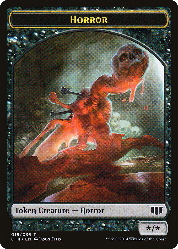 Horror // Zombie (Black) Double-sided Token (C14-015) - Commander 2014 Tokens
